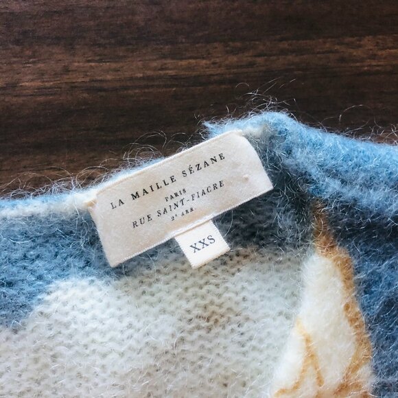 Sezane Lisette Celeste Blue Floral Print Cardigan XXS - Picture 7 of 7